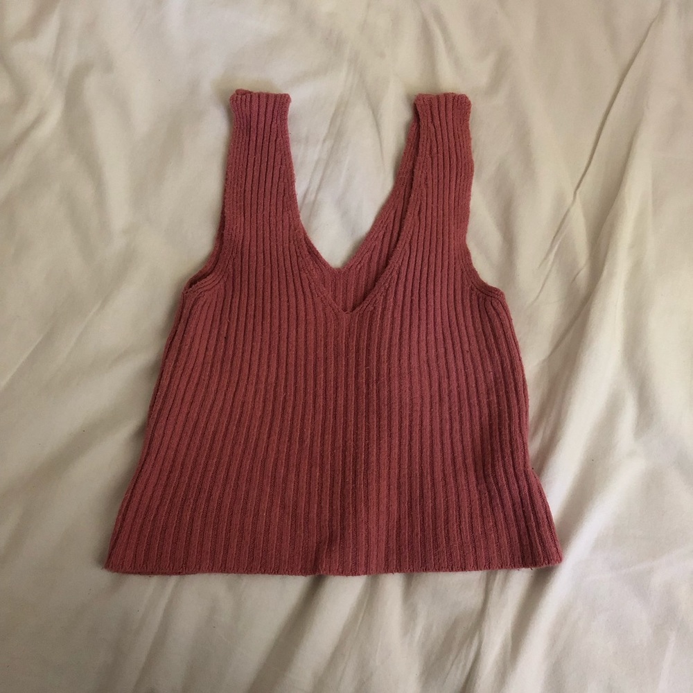 brandy melville pink ribbed tank top